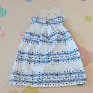 Obaibi Blue and White Patterned Cotton Sleeveless Dress